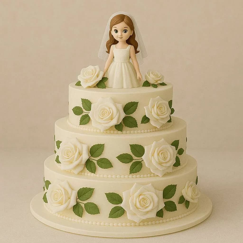 Bride Theme Cake with leaf petals
